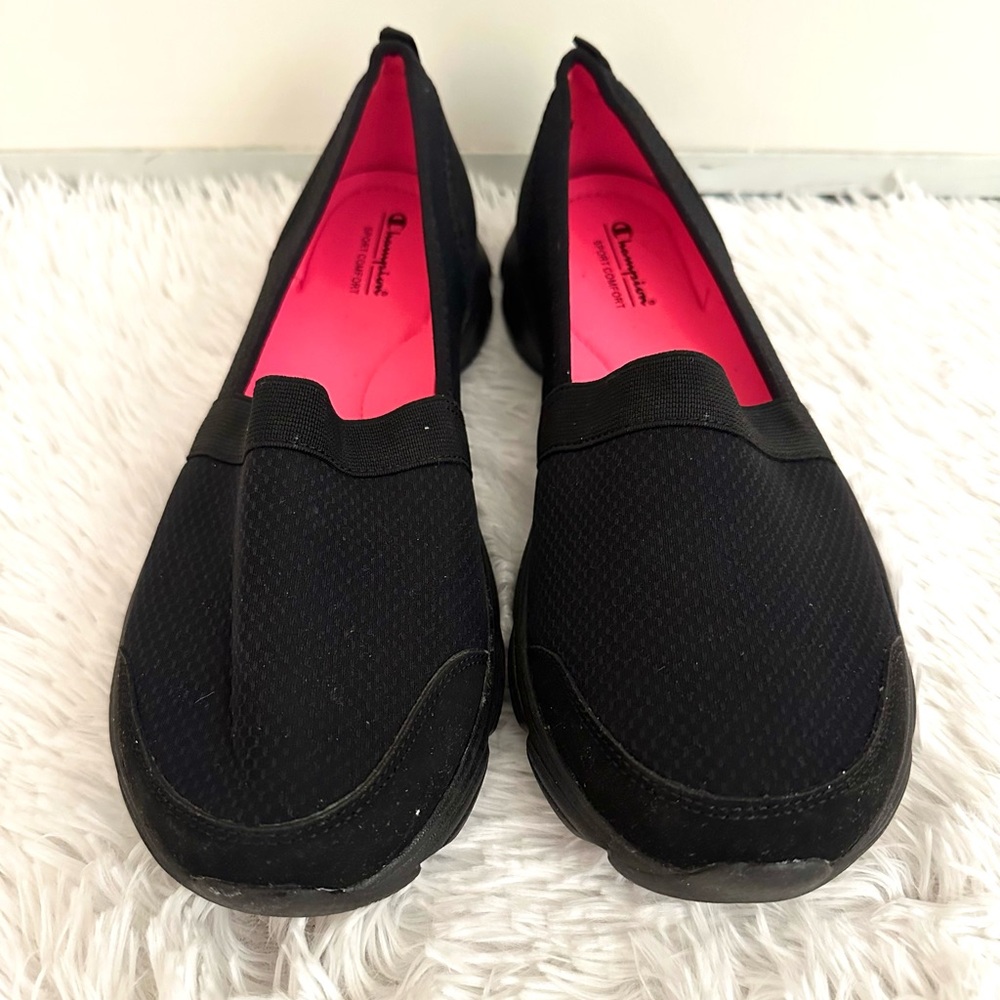 Champion Women's Black and Pink Slip-On Shoes